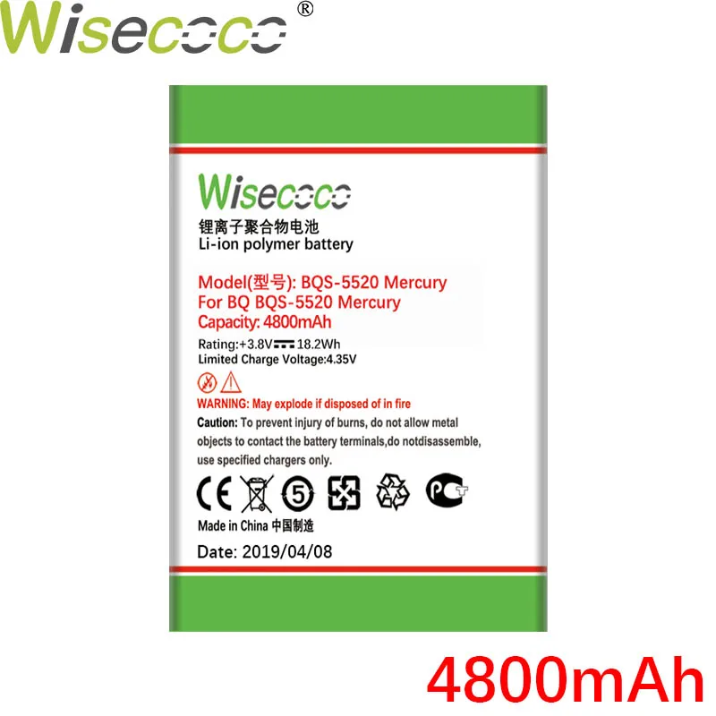 WISECOCO 4800 мАч BQ-5520 батарея для BQ BQS 5520 Меркурий телефон новейшее производство высокое качество батарея+ номер отслеживания