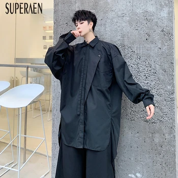 

SuperAen Women Shirts Solid Color Wild Casual Irregular Placket Fashion Ladies Blouses and Tops Spring New 2020 Women Clothing