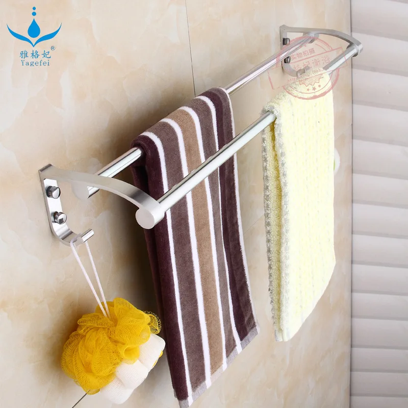 

Thick 60CM Light Double Poles with Hook with Rod Towel Rack Qizi Double Poles Towel Rack Manufacturers Direct Selling