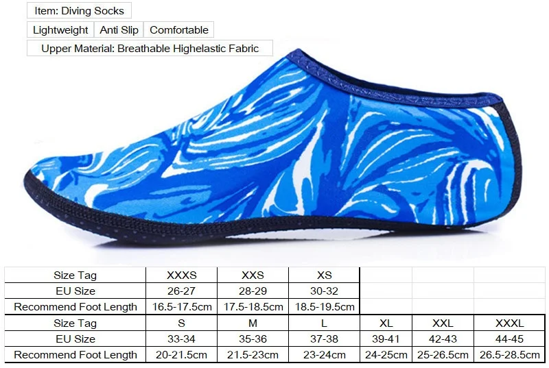 Men Women Kids Water Sport Beach Swimming Socks Thin Multi Prints Anti Slip Fitness Yoga Dance Swim Surf Diving Underwater Shoes