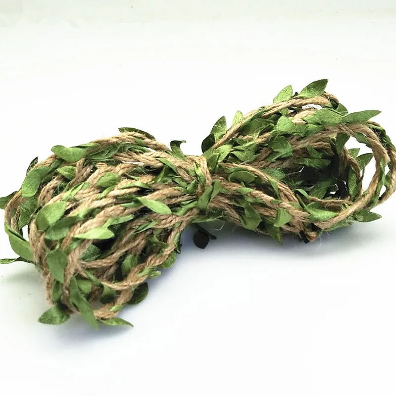 Nastro con foglie verdi, 18 m, con foglie verdi artificiali, per confezioni regalo, feste, matrimoni, decorazioni per la casa