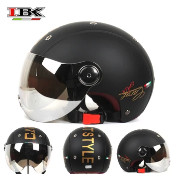

IBK Universal New Style Vintage Motorcycle Helmets Scooter Electric Bicycle 3/4 Face Anti-UV Black Matte Summer Helmet IBK-M18