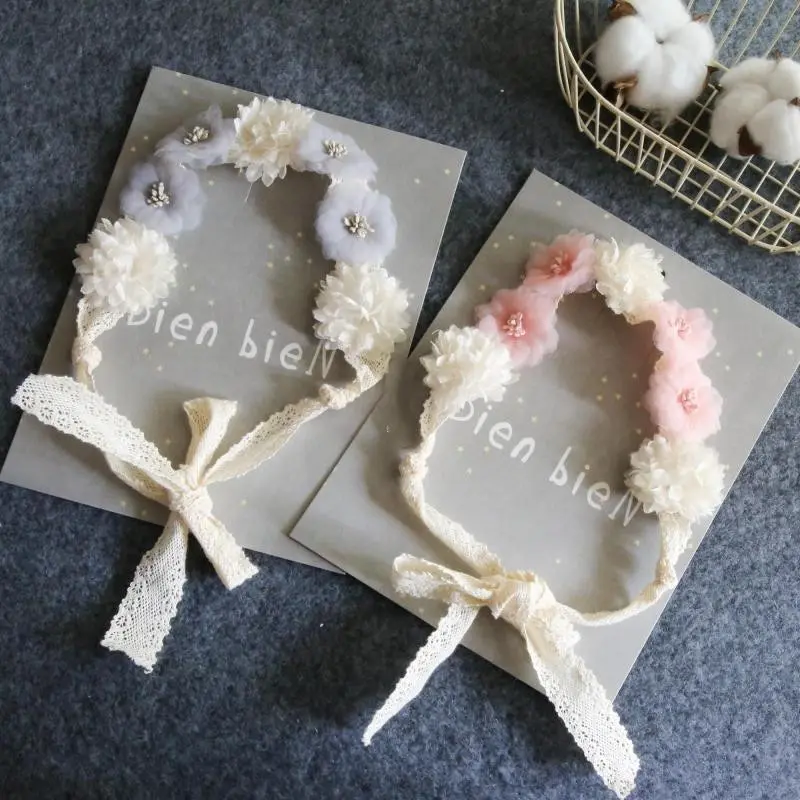 new cute  baby girl handmade flower headband elastic lace ribbon newborn photography props party decorative headdress