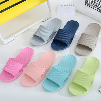 

Men Stripe Flat Bath Slippers Women Summer Stripe Flat Bath Floor Slippers Home Flip Flops Sandals Indoor & Outdoor Slippers