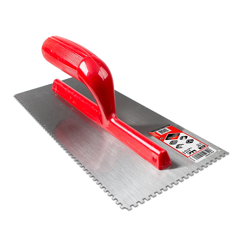 

New Plastering Finishing Trowel Steel Blade ABS Plastic Handle Notched Square 12x12mm Finishing