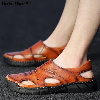 

Cow Leather Shoes Men Summer Cow Leather Casual Sandalen Heren Sandalias Playa Casual Shoes Cool Sandal