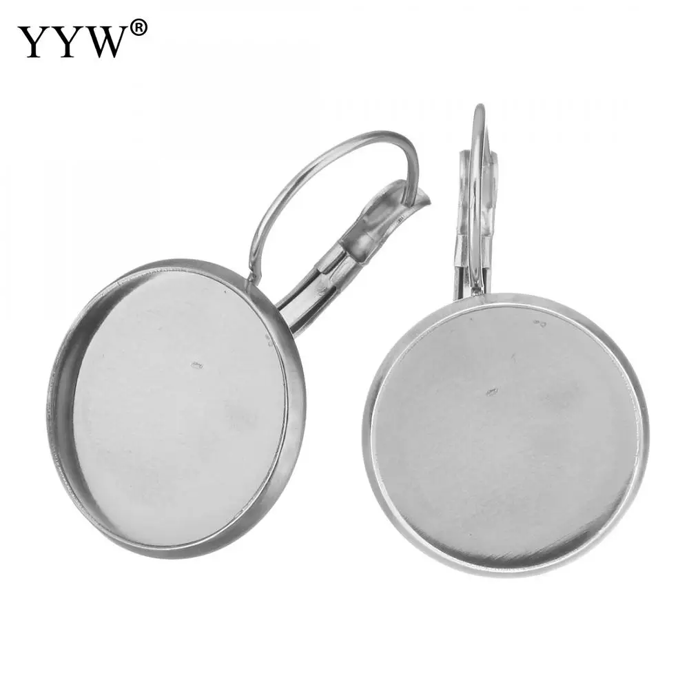 100PCs/Bag French Lever Back Earring Setting Stainless Steel Earring Base Tray Wholesale Earring Finding for DIY Jewelry