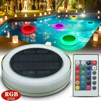

Solar RGB Underwater Lamp LED Garden Pond Light Outdoor Swimming Pool Floating Light waterproof Party Decoration +Remote Control