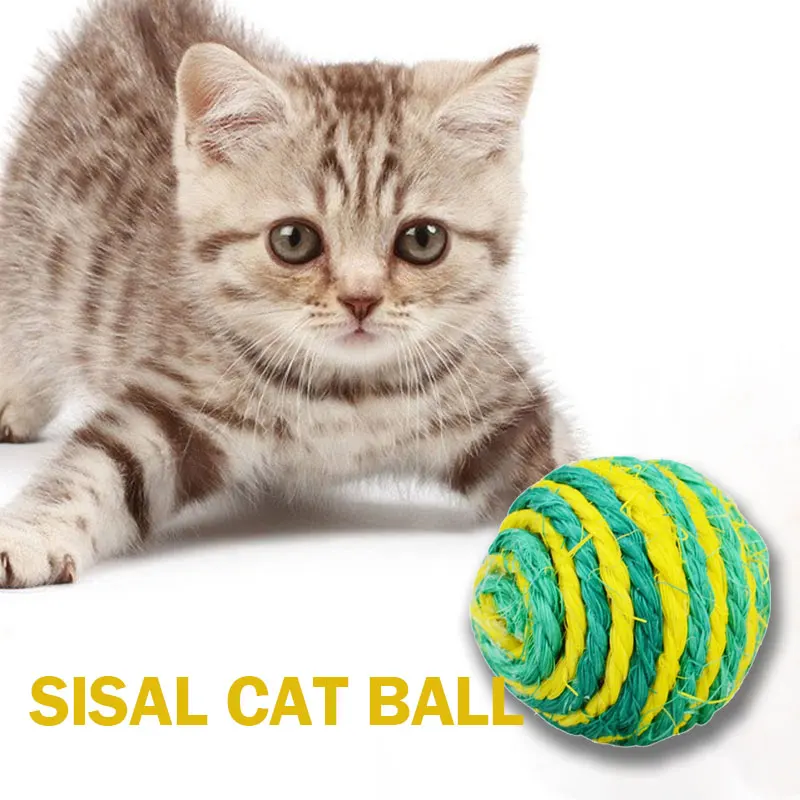 

Pet Cat Toy Sisal Rope Weave Ball Interactive Kitten Teaser Playing Chewing Scratch Catching Pupply Dog Handmade Bell Dropship