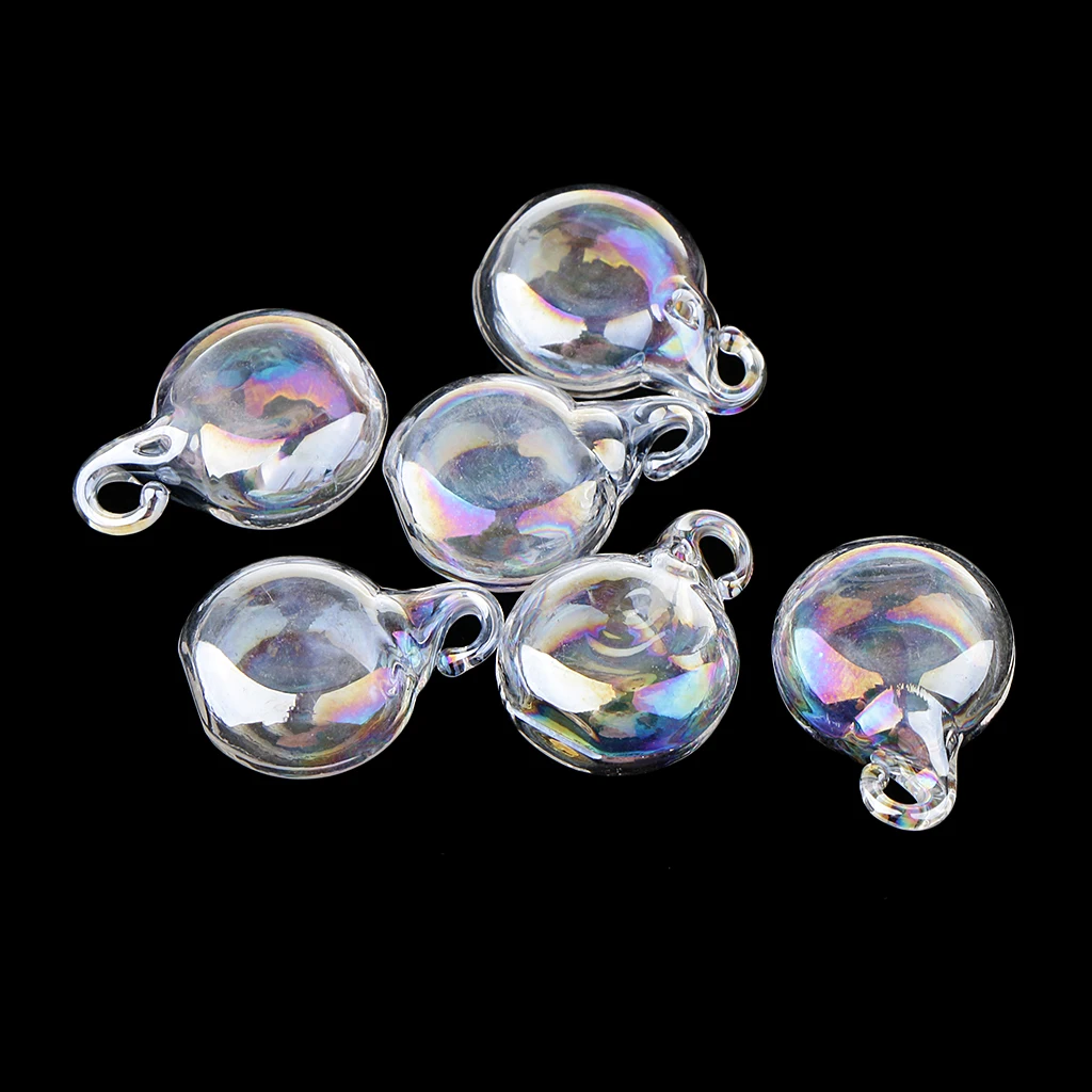 6 Pcs Mini Empty Small Wishing Bottles Rainbow Glass Bottle Charm Pendant for Necklace Earrings DIY Jewelry Making 