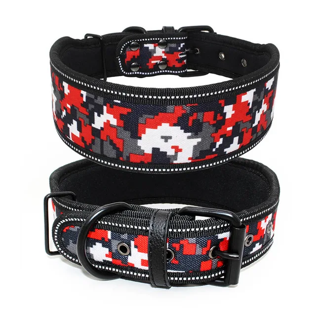 10 Colors Reflective Puppy Big Dog Collar with Buckle Adjustable Pet Collar for Small Medium Large Dogs Pitbull Leash Dog Chain 