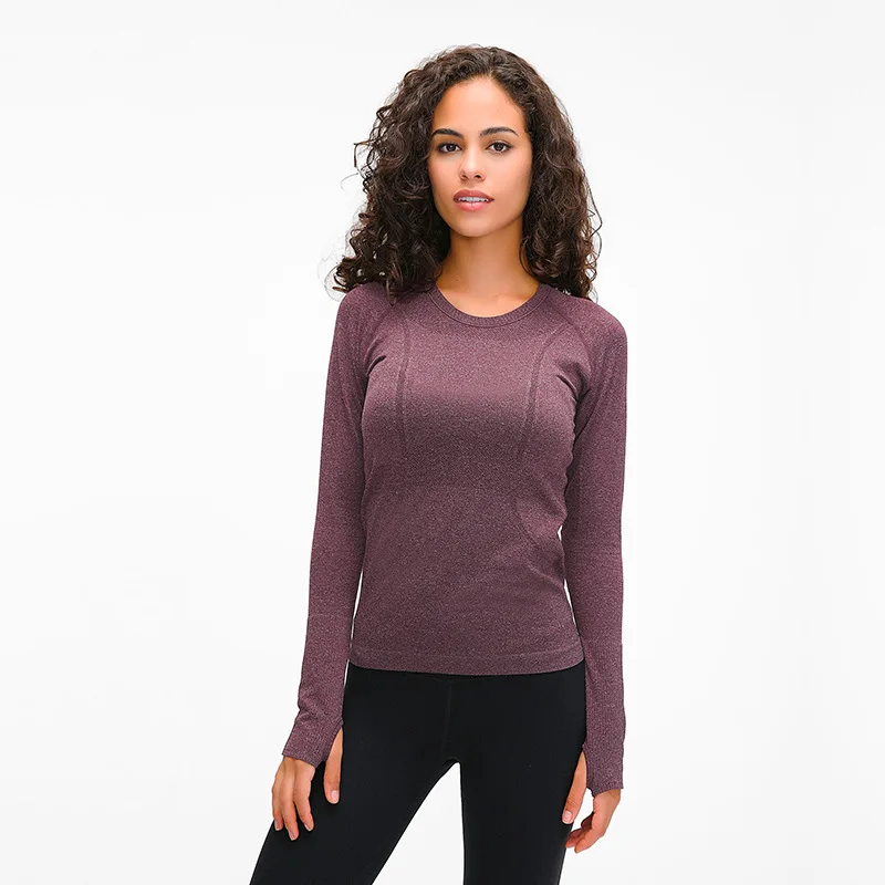 

Running Seamless Long Sleeve T-shirt Women Gym Fitness Sportswear Tees Thumb holes Sweat-wicking Tight Clothing Yoga Shirt Top