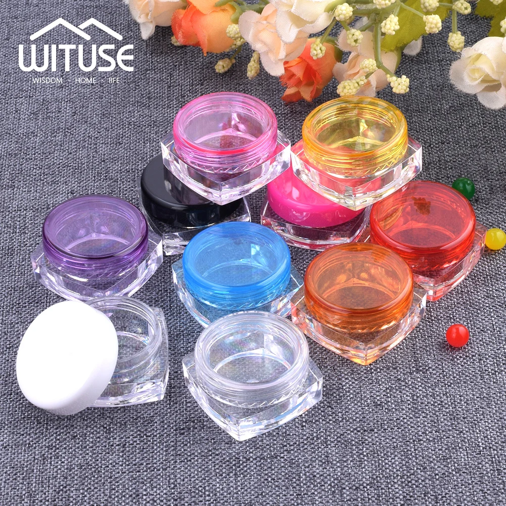 

10Pcs Portable Empty Cosmetic Cream Lotion storage jars Refillable Bottle Box Jar Pot Eyeshadow Makeup Travel Container Plastic