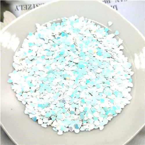 White blue 10g Ультратонкая PET Блестки 3 мм Сердце Лазерная блестящая 3D блестка для ногтей блестка Eo-Friendly свободные блестки для украшения ногтей 10 г - Цвет: White blue 10g