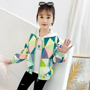 

Fashion 2020 Spring Coats Baby Big Girls Colorful Printed Jackets For Kids Outerwear Tops Clothing Children Zipper Sport Jacket