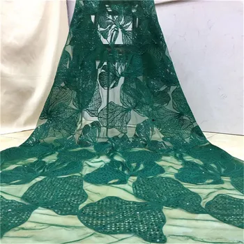 

African French Net Lace Fabric With Sequins Royal Blue Flower Embroidered Lace Material Indian Women Designer New Mesh Net Laces