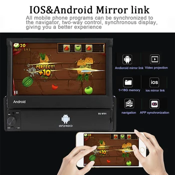 

Car Radio MP5 Telescopic Screen USB HD Folded BT AUX GPS Android Rear View Camera Bluetooth 1din 7” FM ISO