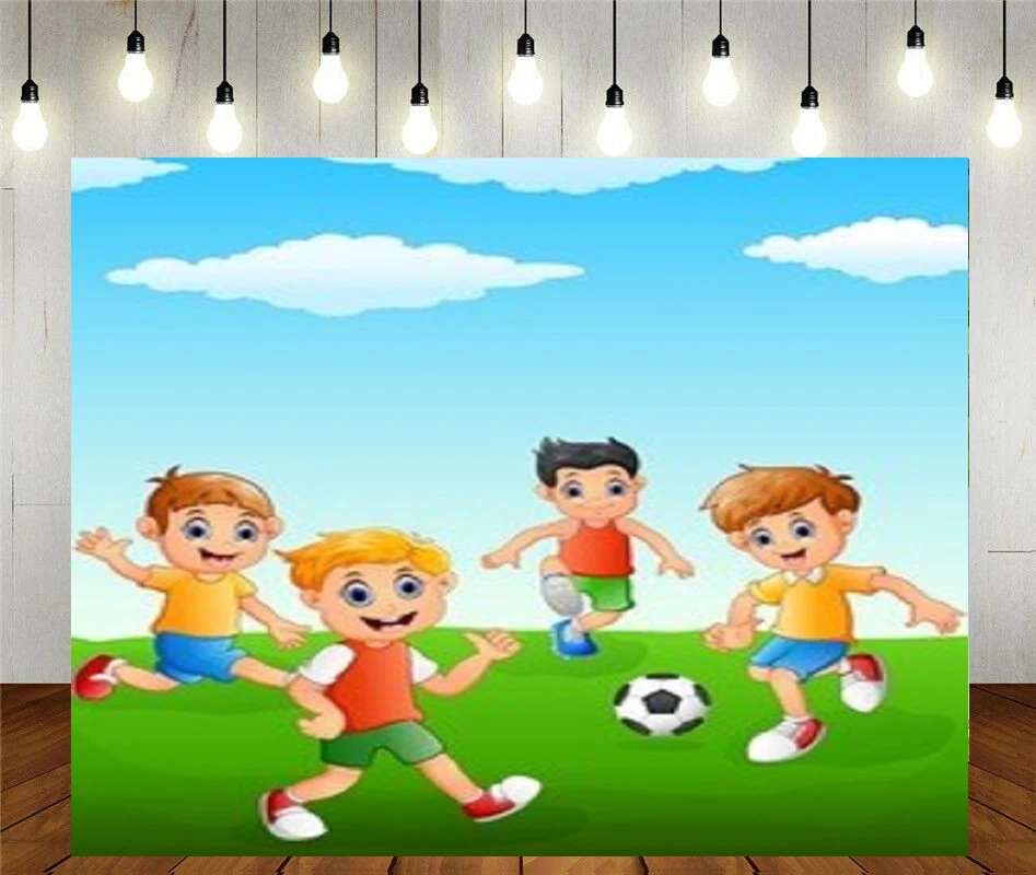 Photo Studio Props Photography Backdrop Happy Kid Playing Soccer On The  Field Cartoon Vinyl Background Kids Birthday Party - Backgrounds -  AliExpress