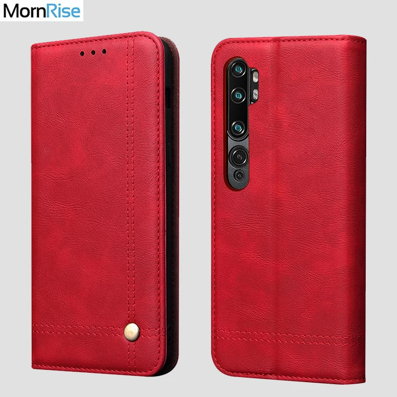 Тонкий кожаный чехол книжка в стиле ретро для Xiaomi MI Note 10 кошелек с подставкой карт