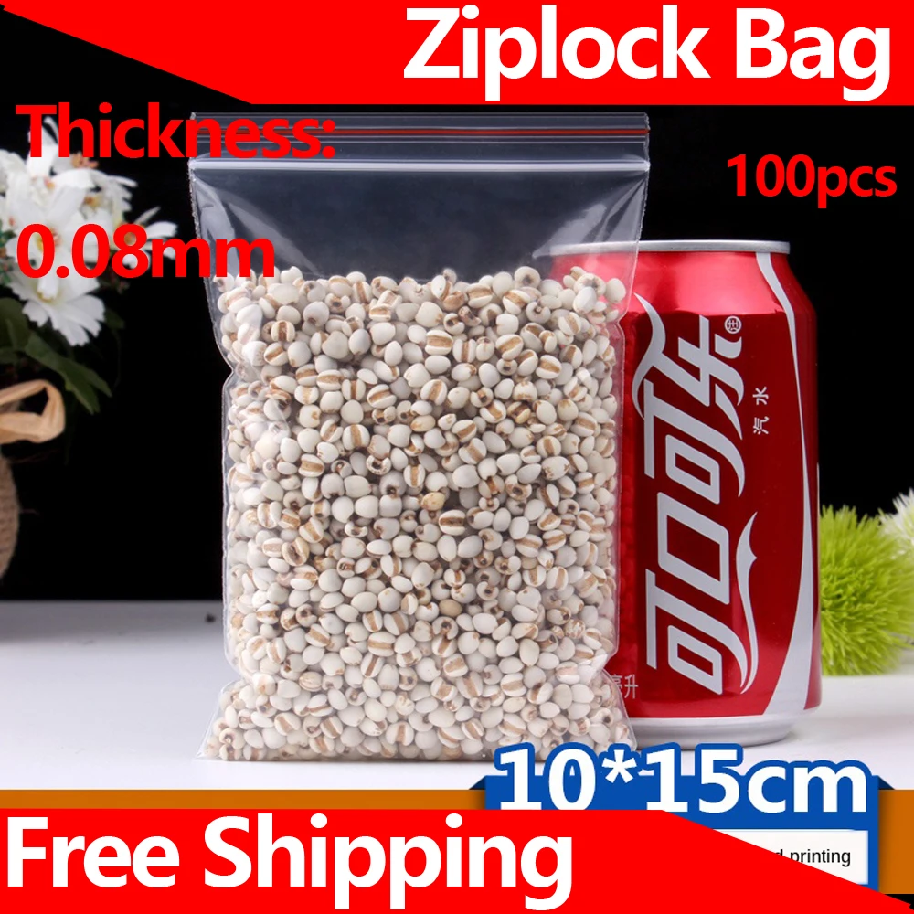 Большой прозрачный пластиковый пакет с застежкой молнией упаковочный 10x15 см