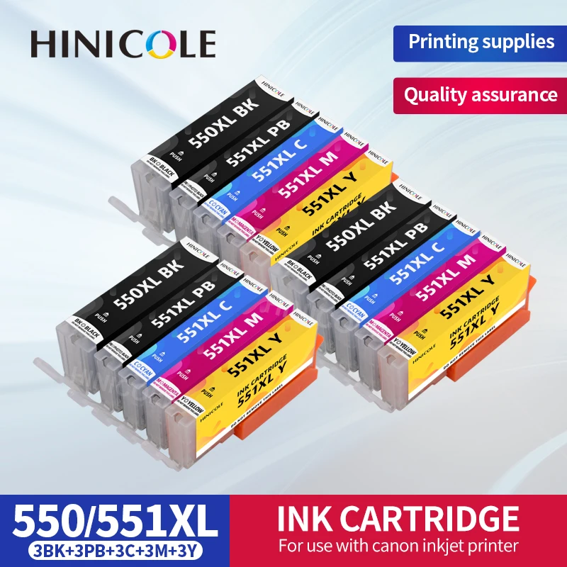 Sostituzione Compatibile Della Cartuccia Di Inchiostro 550 551 Xl Di Hinicole Per Pgi-550 Di Canon Pgi 550 Cli-551 Per Pixma Ip7250 Mg5450