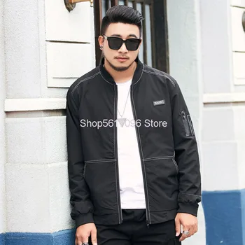 

Jacket Male Autumn Loose Joker Baseball Collar Plus Fat Plus Size Teenagers Handsome Trend Fat Man Top Coat