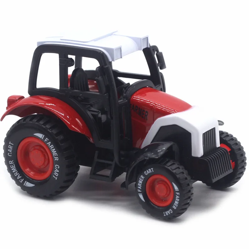 1:55 Alloy Plastic Farmer Car Model Pull Back Tractor Diecast Farm Vehicles Mini Car Model Toys for Kids Gift