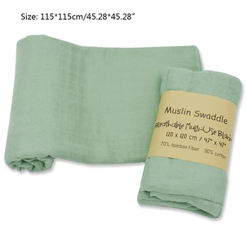 

2Pcs/Set Solid Color Reusable Baby Muslin Blanket Infant Swaddle Wrap Bath Towel