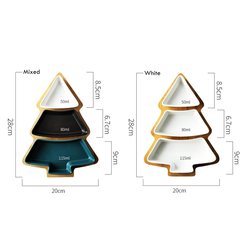 1 Set Christmas Tree Shaped Ceramic Dishes Porcelain Plates Tableware Dinnerware Salad Cake Fruit Dessert Candy Snack Plates