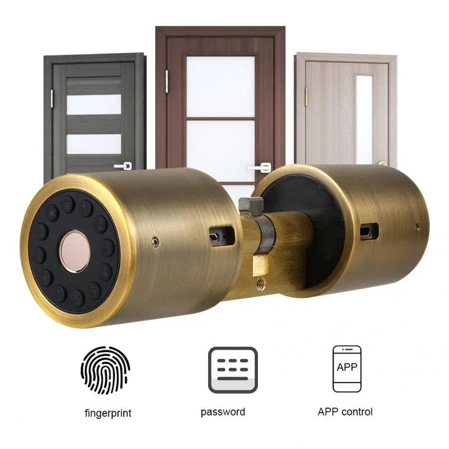 

Smart Fingerprint Password Lock Bluetooth APP Control Keyless Entry Cylinder Locks Home Security Accessories Doorlocks
