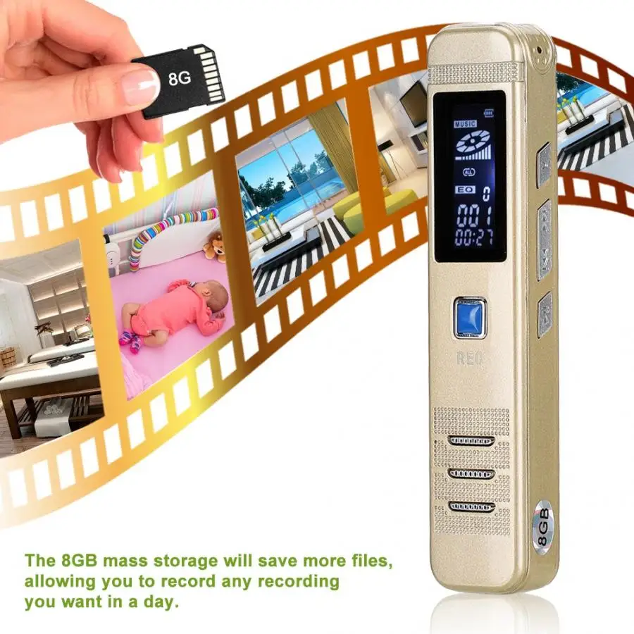 Цифровой HD диктофон шумоподавление аудио запись Ручка 8G MP3 плеер grabadora de voz