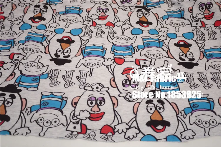 50*180cm Cartoon Toy Sewing terry cotton fabric printed boy clothing making fabric DIY fabric Sweater coat