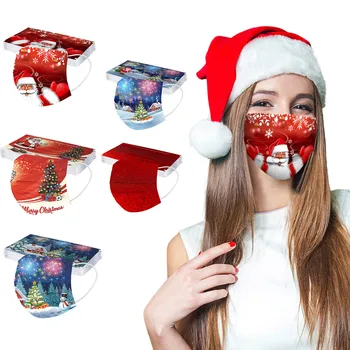 

50pc/pack Disposable Mask Print Health Care Covers Mouths Masker Disposable 3ply Facemask For Adults Cotton Face Mask Christmas