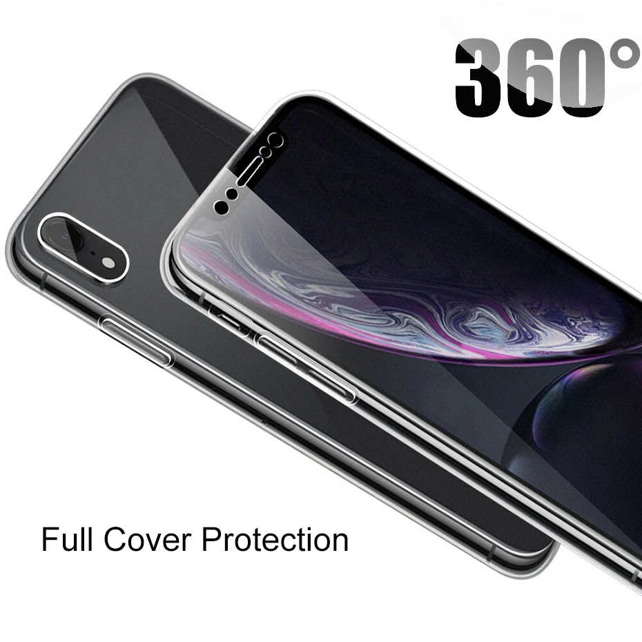 360 Полный Чехол Мягкий силиконовый ударопрочный чехол для телефона iPhone 11 Pro XS Max X XR ясный TPU PC чехол для iPhone 7 6 6s 8 Plus чехол