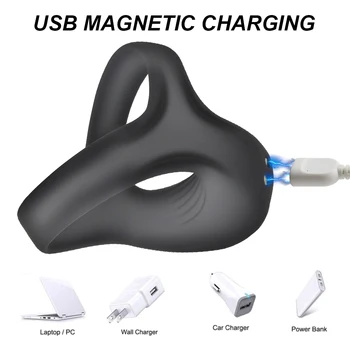 Male Silicone Penis Ring 3 in 1 Ultra Soft Cock Ring 10 Vibration for Erection Enhancing Time Delay Ejaculation Sex Toys for Men 3