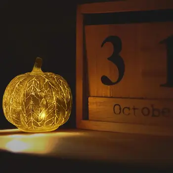 

1pc Halloween LED Simulated Pumpkin Lamp Glass Light Decor (Without Battery)