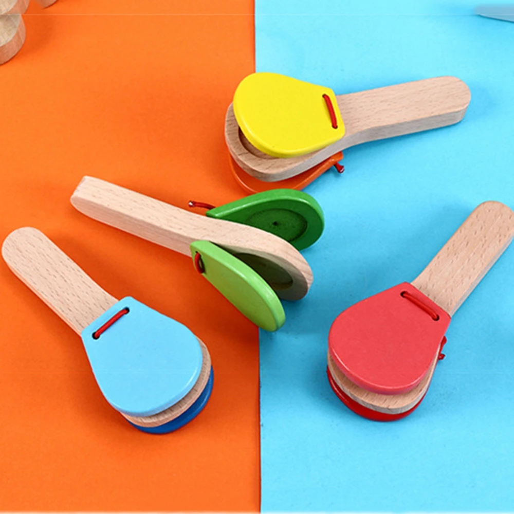 

1pcs Learning Preschool Clapping Toy Baby Kids Children Wooden Musical Instrument Early Educational Toy Castanets Board Toy Gift