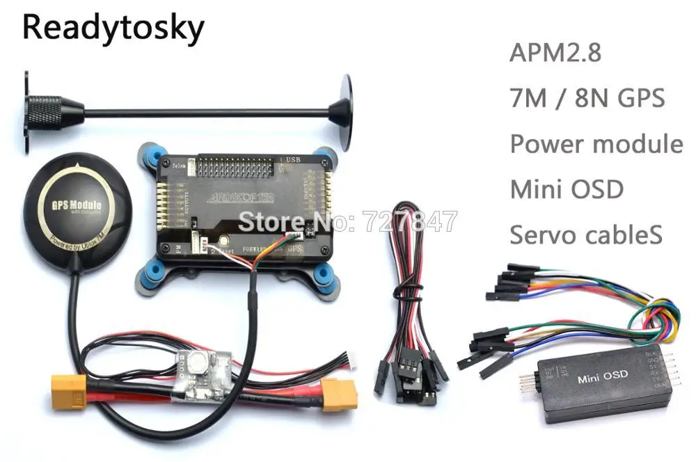 

APM APM2.8 Flight Controller Board + Minim OSD+ M8N 8N / 7M GPS w/ Stand Holder + Power Module for RC Quadcopter Multicopter