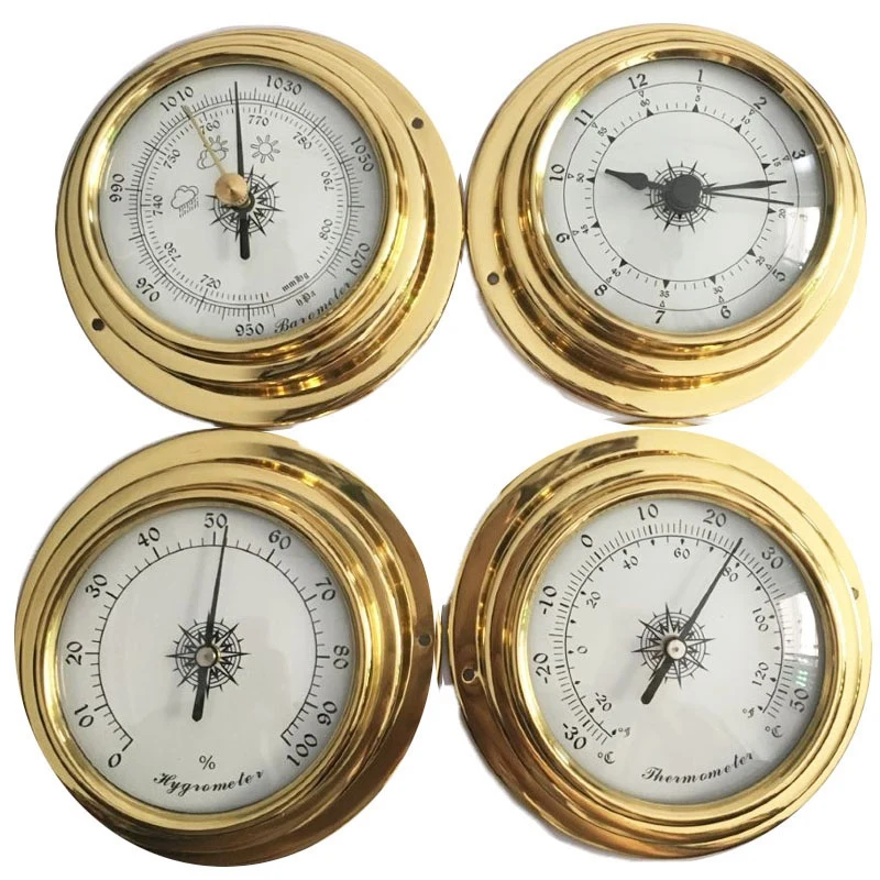 

NEW-Hight Quality 4 Inches 4 Pcs/Set Thermometer Hygrometer Barometer Watches Clock Weather Station
