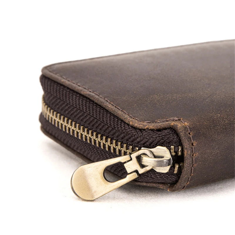 2-Slot Watch Box Luxury Pouch with Zipper Portable Organizer Bag Holds 2 Watches Rustic Leather Brown
