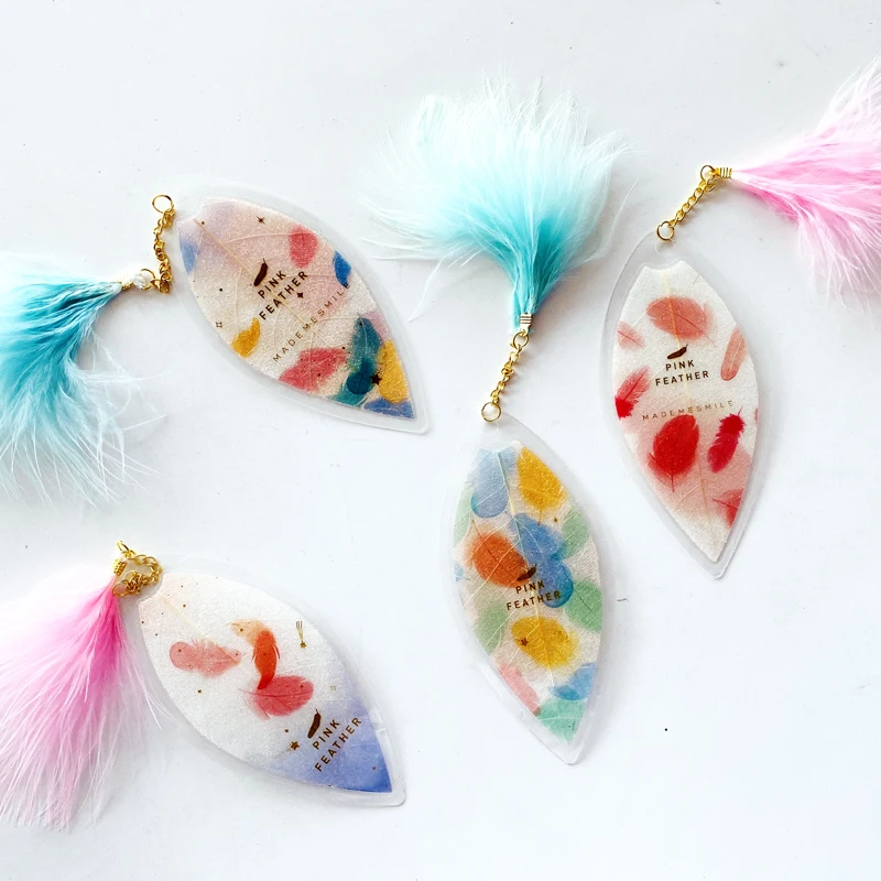 Милый кавайный Розовый перо в форме листа Закладка с кисточкой маркер страницы студенческие канцелярские принадлежности Школьные офисные принадлежности подарок для детей