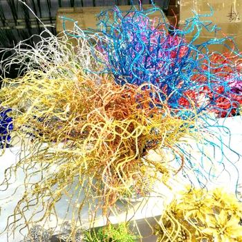 

3pcs 45cm Manzanita Decorative Glitter Artificial Willow Grass Plant Branch Christmas Home Church Decor Gold 4 Color