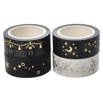 

Christmas Gift Gold Foil Tree Star Washi Tape Black & White Masking Tape Japanese 2019 Kawaii Stationery School Supplies Planner