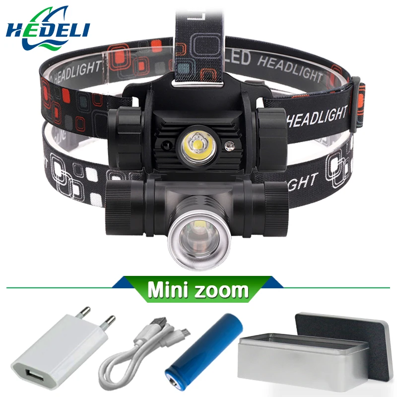 1 mode IR induction xm l2 mini led headlamp headlight camping head torch led xml t6 rechargeable head lamp 18650 head flashlight