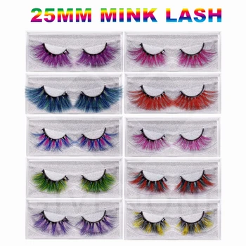 

8D 25MM Mink Lashes Colorful Eyelashes Dramatic Thick And Fluffy False Eyelashes for Halloween Party Cosplay Eyelash Extension