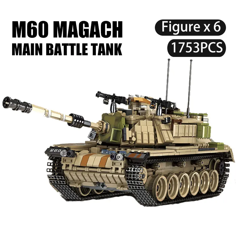 

632004 1753PCS Army Military M60 MAGACH Tank Forces Building Blocks Series WW2 Weapon Soldier Figures Bricks Toys for Child Gift
