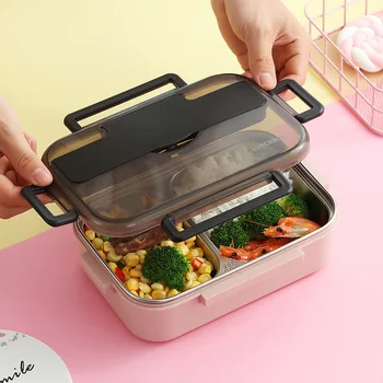 

Japanese-style student insulated lunch box office worker portable large-capacity fast-food divided lunch box
