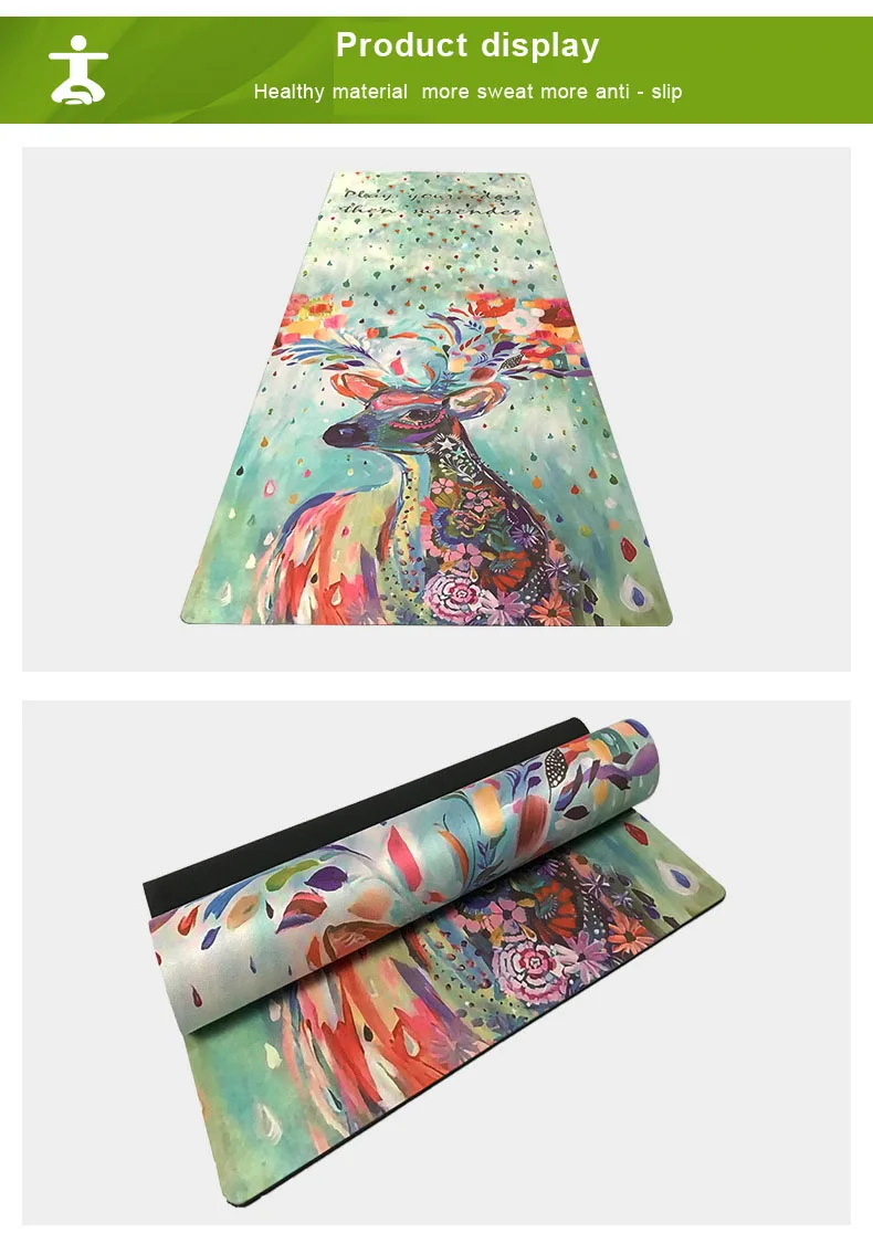 3.5mm rubber yoga mat and art print yoga fitness mat Painted fawn suede rubber mat