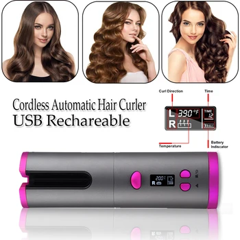 

Top Sale Wireless Hair Curler Electric Automatic Curling Iron USB Charging Spin Air N Curls Beach Wave LCD Display Ceramic Curly