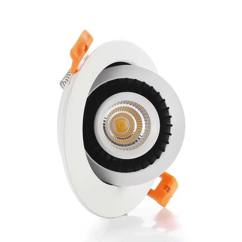 360 도 Orientable 7W LED 천장 스포트 라이트 드라이버리스 디밍 가능 HV COB 다운라이트, 조절 가능한 오목한 램프 홀 D90mm, 50 개